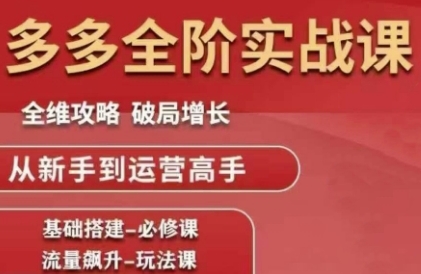 拼多多全阶实战课程,全维攻略,破局增长,从新手到运营高手-灼光资源宝库