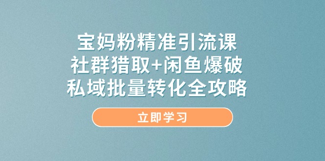 宝妈粉精准引流课，社群猎取+闲鱼爆破，私域批量转化全攻略-灼光资源宝库