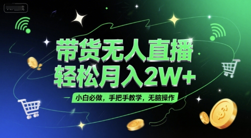 带货无人直播，轻松月入2W+，小白必做，手把手教学，无脑操作(附学习资料)-灼光资源宝库