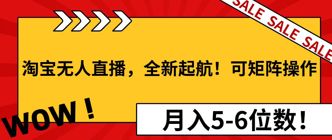 淘宝无人直播，全新起航！可矩阵操作，月入5-6位数！-蘑菇资源宝库