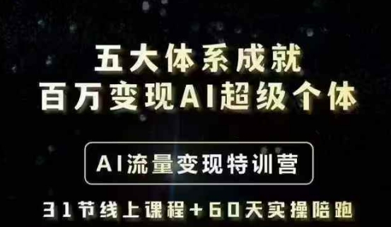 五大体系成就百万变现AI超级个体- AI流量变现特训营,一步一步教你一个人怎么年入百W-灼光资源宝库