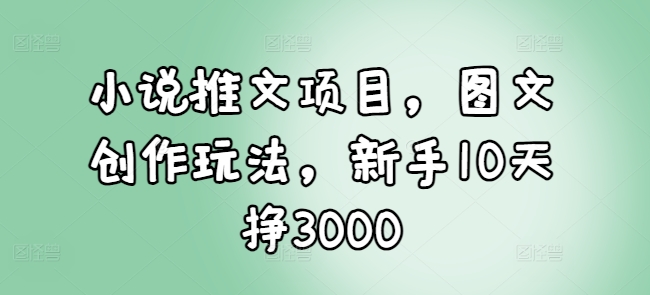 小说推文项目，图文创作玩法，新手10天挣3000-灼光资源宝库