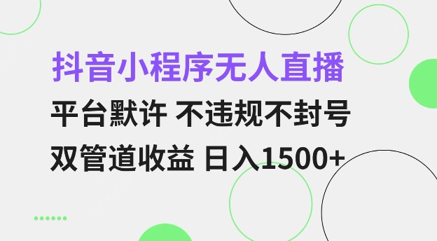 抖音小程序无人直播 平台默许 不违规不封号 双管道收益 日入多张 小白也能轻松操作【仅揭秘】-灼光资源宝库