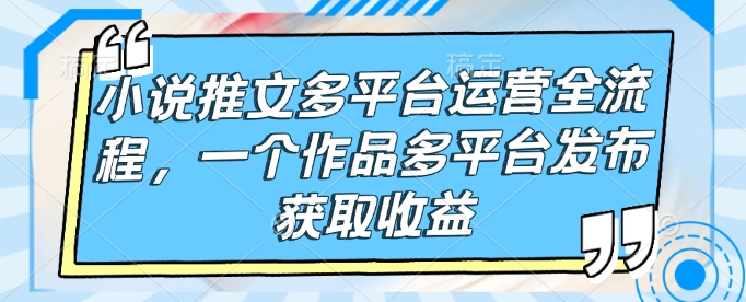 小说推文多平台运营全流程，一个作品多平台发布获取收益-灼光资源宝库