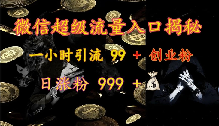 微信超级流量入口揭秘：一小时引流 99 + 创业粉，日涨粉 999 +-灼光资源宝库