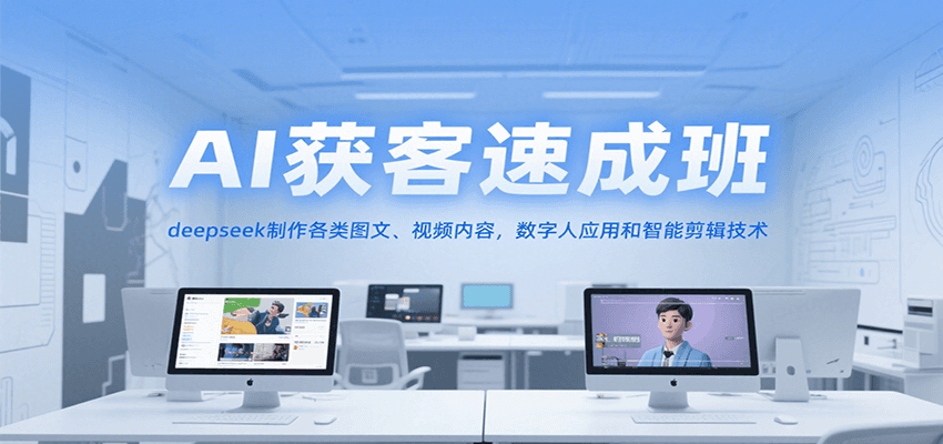 AI获客速成班，deepseek制作各类图文、视频内容，数字人应用和智能剪辑技术-灼光资源宝库