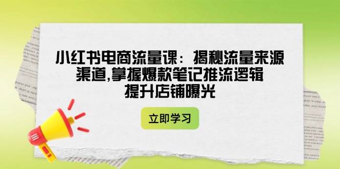 小红书电商流量课：揭秘流量来源渠道,掌握爆款笔记推流逻辑,提升店铺曝光-灼光资源宝库