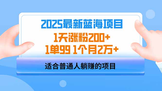 2025蓝海项目 1天涨粉200+ 1单99 1个月2万+-灼光资源宝库