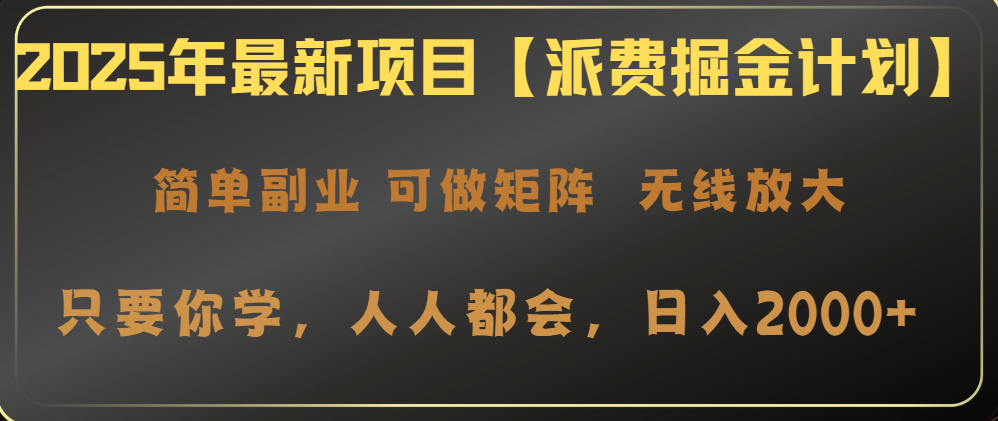2025年最新项目【派费掘金计划】操作简单，日入2000+-灼光资源宝库