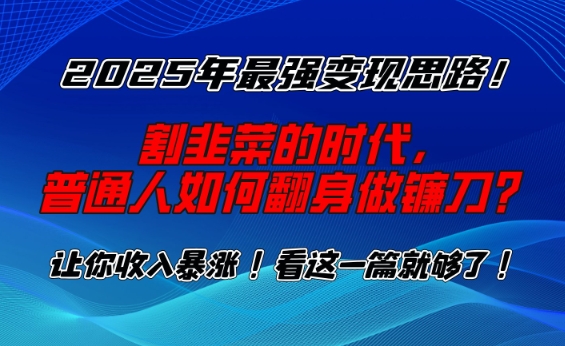 2025年最强变现思路，割韭菜的时代， 普通人如何翻身做镰刀？【揭秘】-灼光资源宝库