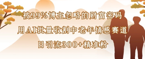 被99%博主忽略的财富密码：用AI批量收割中老年情感赛道，日引流300+精准粉-蘑菇资源宝库