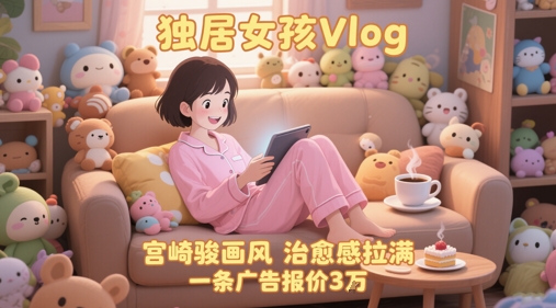 单个账号涨粉71W！用AI制作独居女孩Vlog，宫崎骏画风，治愈感拉满，一条广告报价3W-灼光资源宝库