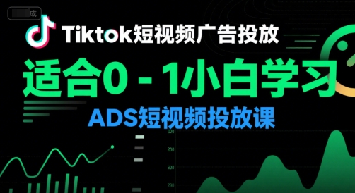 Tiktok短视频广告投放，适合0-1小白学习ADS短视频投放课-灼光资源宝库