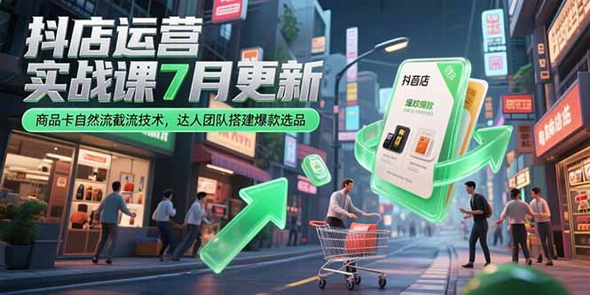 抖店运营实战课7月更新,商品卡自然流截流技术,达人团队搭建爆款选品-灼光资源宝库